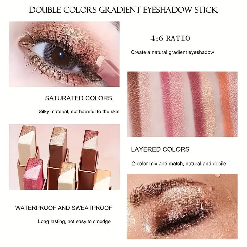 Two-Tone Gradient Eyeshadow Stick | Long-Lasting 3D Natural Eye Makeup