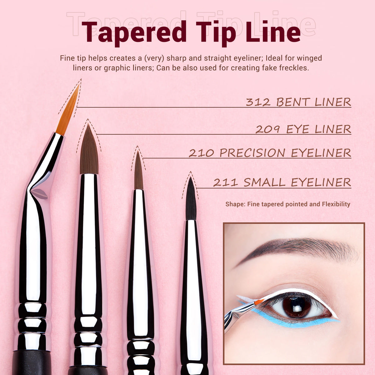 Jessup 11-Piece Precision Eyeliner Brush Set